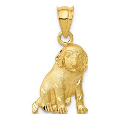 14K Yellow Gold Diamond-Cut Dog Pendant
