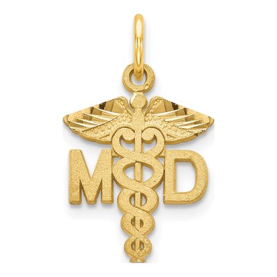 14K Yellow Gold Caduceus Pendant