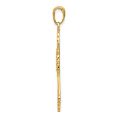 14K Yellow Gold Lacey Budded Cross Pendant – view 3
