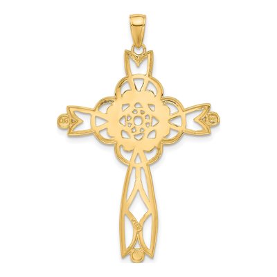 14K Yellow Gold Diamond-Cut Cross Pendant – view 4