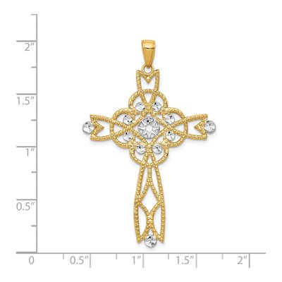 14K Yellow Gold Diamond-Cut Cross Pendant – view 5