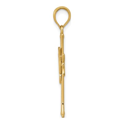 14K Yellow Gold Dove on Cross Pendant – view 3