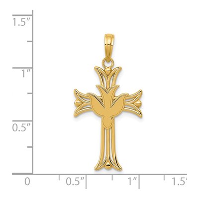 14K Yellow Gold Dove on Cross Pendant – view 4
