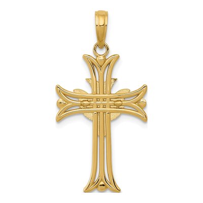 14K Yellow Gold Dove on Cross Pendant – view 5