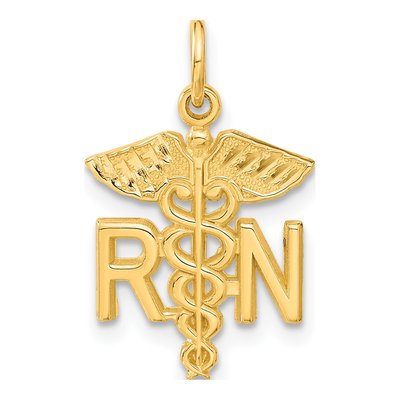14K Yellow Gold RN Registered Nurse Charm