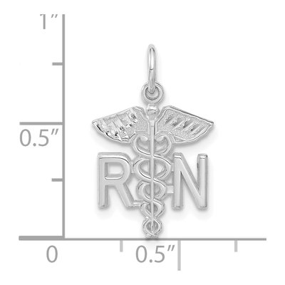 14K White Gold RN Registered Nurse Charm Pendant – view 3