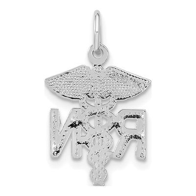 14K White Gold RN Registered Nurse Charm Pendant – view 5