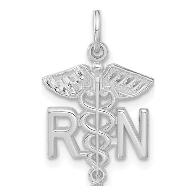 14K White Gold RN Registered Nurse Pendant