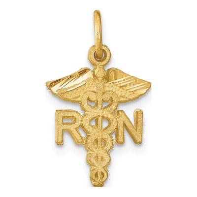 14K Yellow Gold Registered Nurse Pendant