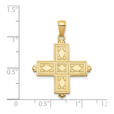 14K Yellow Gold Etched Square Cross Pendant – view 4