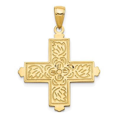 14K Yellow Gold Etched Square Cross Pendant – view 5