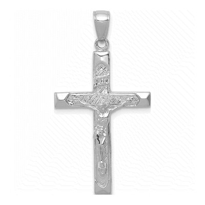 14K White Gold Crucifix Pendant
