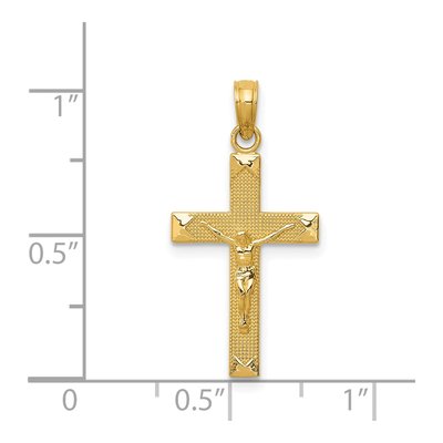 14K Yellow Gold Beveled Crucifix Pendant – view 4