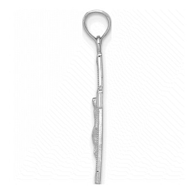 14K White Gold Beveled Tipped Crucifix Pendant – view 3