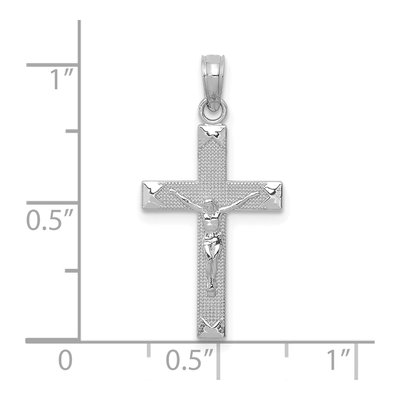 14K White Gold Beveled Tipped Crucifix Pendant – view 4