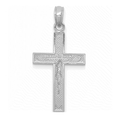 14K White Gold Beveled Tipped Crucifix Pendant – view 5