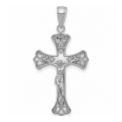 14K White Gold Crucifix Pendant