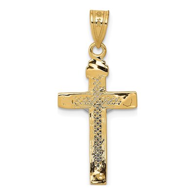 14K Two-Tone Gold Lattice Crucifix Cross Pendant – view 5