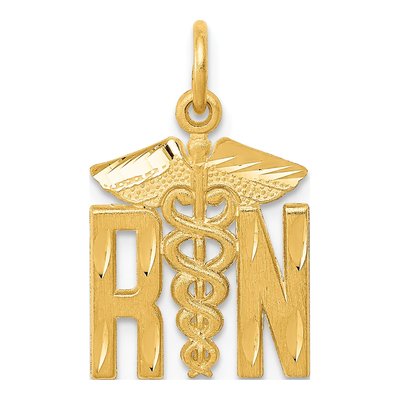 14K Yellow Gold RN Nurse Pendant