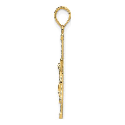 14K Yellow Gold Diamond-Cut Crucifix Pendant – view 3