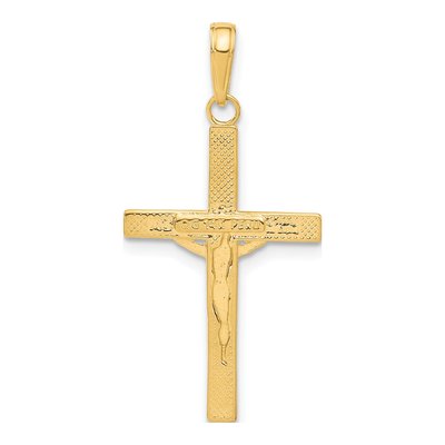 14K Yellow Gold Diamond-Cut Crucifix Pendant – view 4