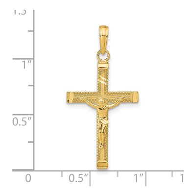 14K Yellow Gold Diamond-Cut Crucifix Pendant – view 5