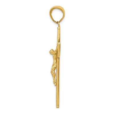 14K Yellow Gold Textured Latin Crucifix Pendant – view 3
