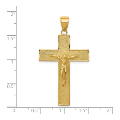 14K Yellow Gold Textured Latin Crucifix Pendant – view 4