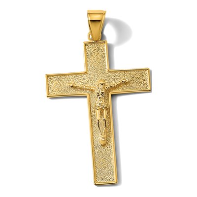 14K Yellow Gold Textured Latin Crucifix Pendant – view 6