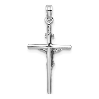 14K White Gold Stick Crucifix Pendant – view 4
