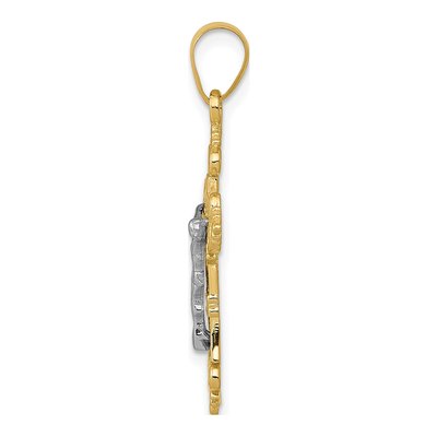 14K Two-Tone Gold Small Lacy Crucifix Pendant – view 3