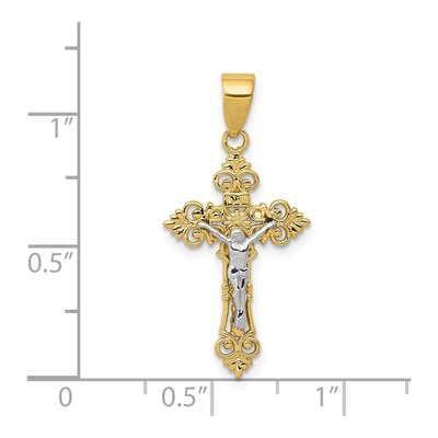 14K Two-Tone Gold Small Lacy Crucifix Pendant – view 4