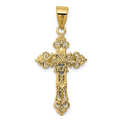 14K Two-Tone Gold Small Lacy Crucifix Pendant – view 5