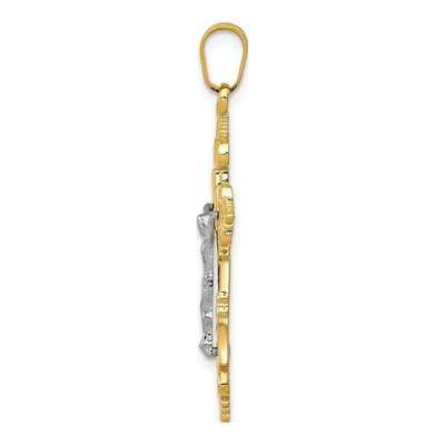 14K Two-Tone Gold Lacy Crucifix Pendant – view 3