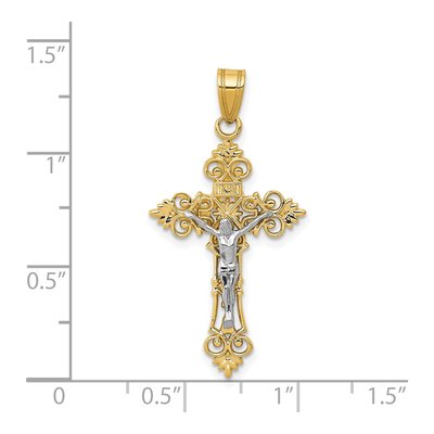 14K Two-Tone Gold Lacy Crucifix Pendant – view 4