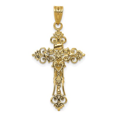 14K Two-Tone Gold Lacy Crucifix Pendant – view 5