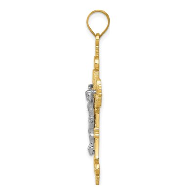 14K Two-Tone Gold Large Lacy-Edge Crucifix Pendant – view 3