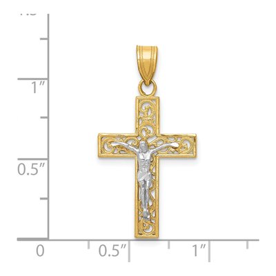 14K Two-Tone Gold Filigree Crucifix Pendant – view 4