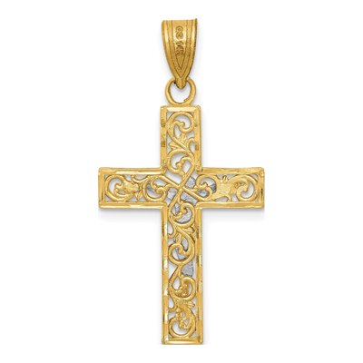 14K Two-Tone Gold Filigree Crucifix Pendant – view 5