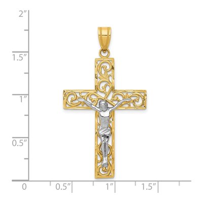 14K Two-Tone Gold Filigree Crucifix Pendant – view 4