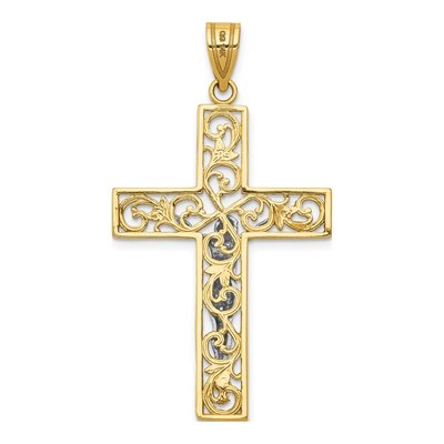 14K Two-Tone Gold Filigree Crucifix Pendant – view 5