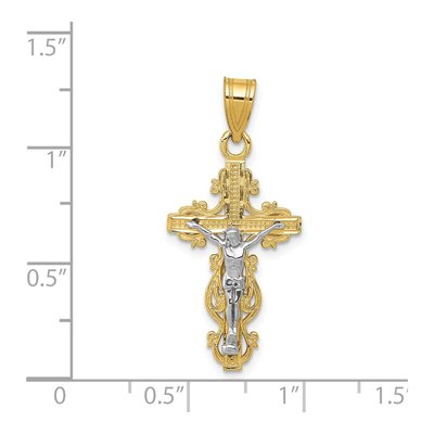 14K Two-Tone Gold Small Crucifix Pendant – view 4