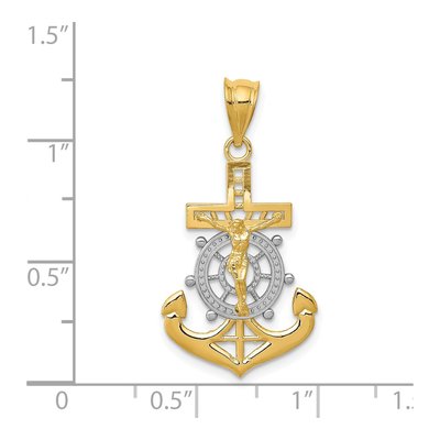 14K Yellow Gold Mariners Crucifix Pendant – view 4