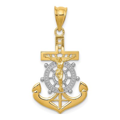 14K Yellow Gold Mariners Crucifix Pendant