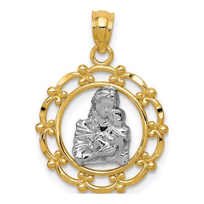 14K Yellow Gold Mother Holding Baby Pendant