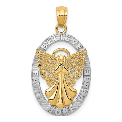 14K Yellow Gold Filigree Angel Pendant