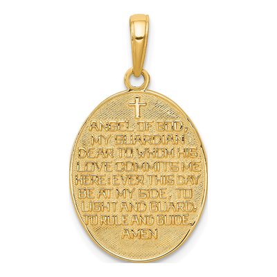 14K Yellow Gold Reversible Guardian Angel Prayer Pendant – view 4