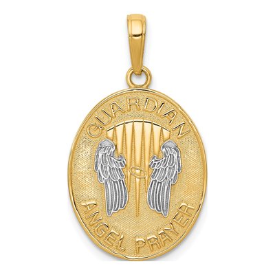 14K Yellow Gold Reversible Guardian Angel Prayer Pendant