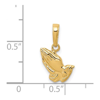 14K Yellow Gold Praying Hands Pendant – view 5