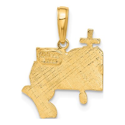 14K Yellow Gold Bible Praying Hands Cross Pendant – view 4